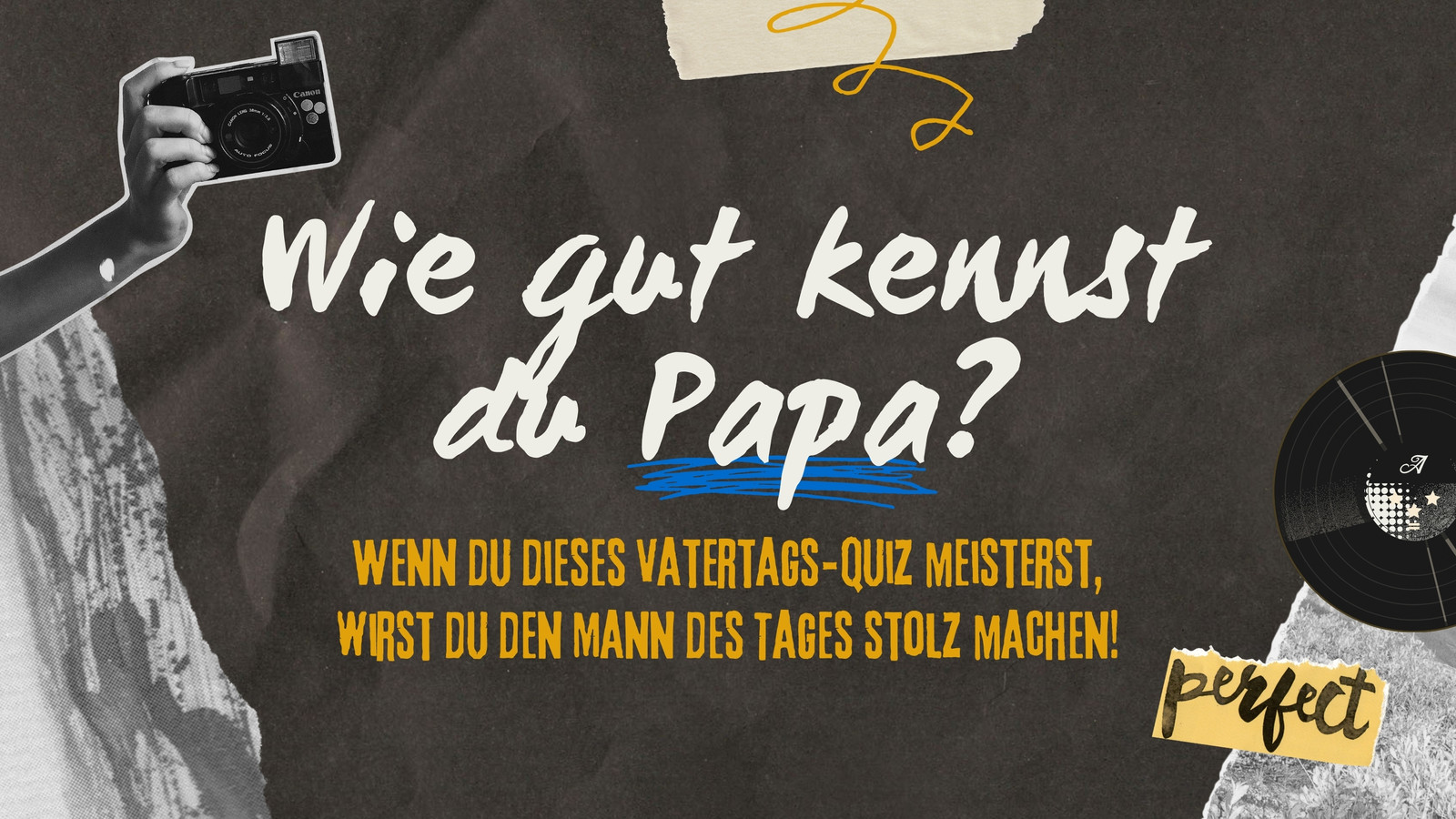Schwarz und Blau Robust Scrapbook-Stil Vatertag Quiz Präsentation Schwarz und Blau Robust Scrapbook-Stil Vatertag Quiz Präsentation