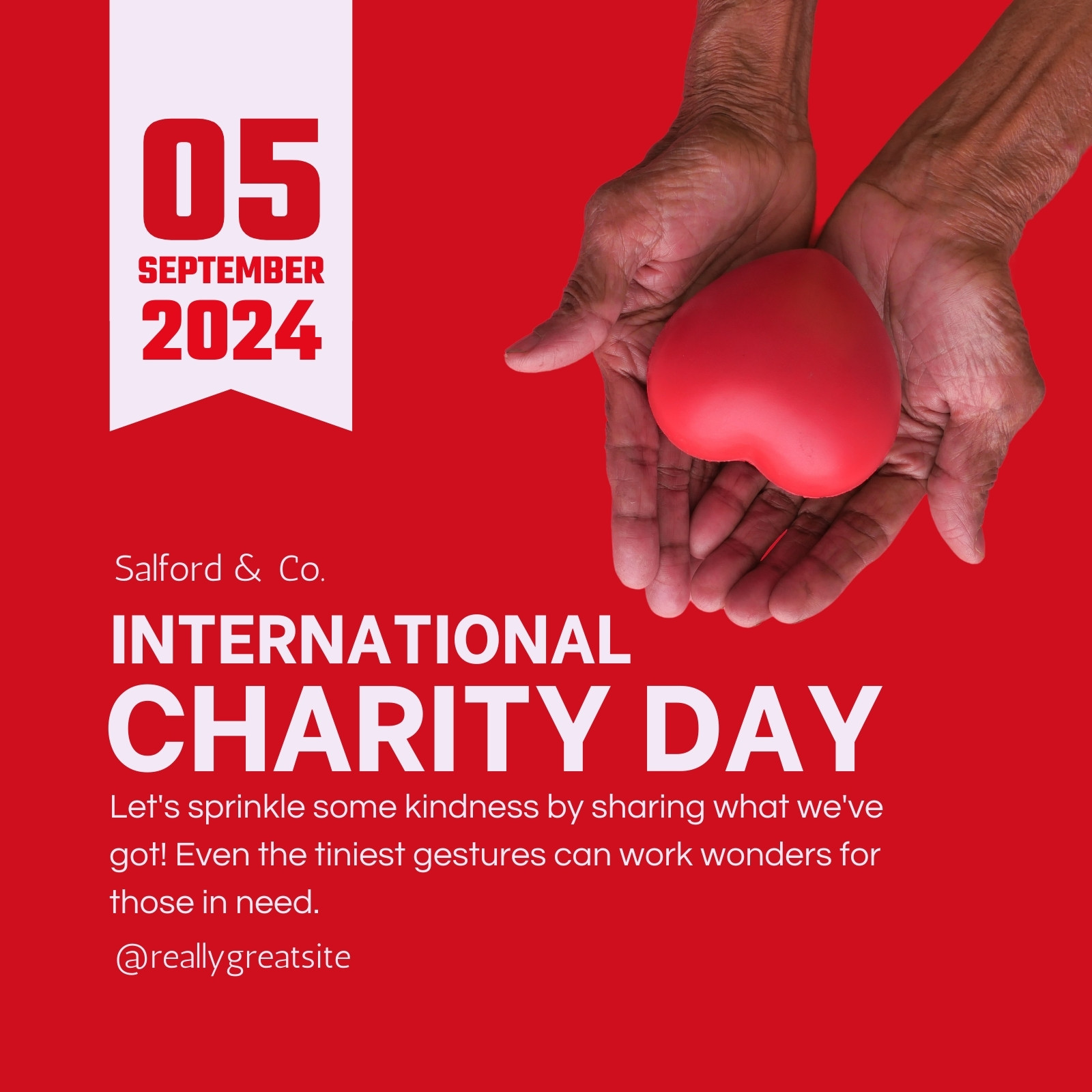 Red and White Minimalist Charity Instagram Post