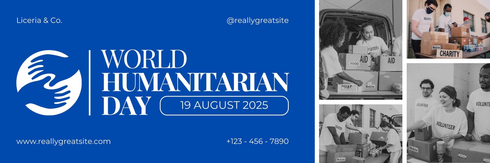 Blue and White World Humanitarian Day Email Header