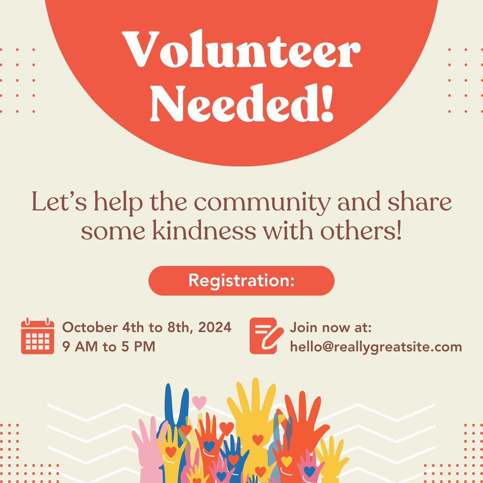 Cream and Orange Minimalist Illustrative Volunteer Nedeed Instagram Post