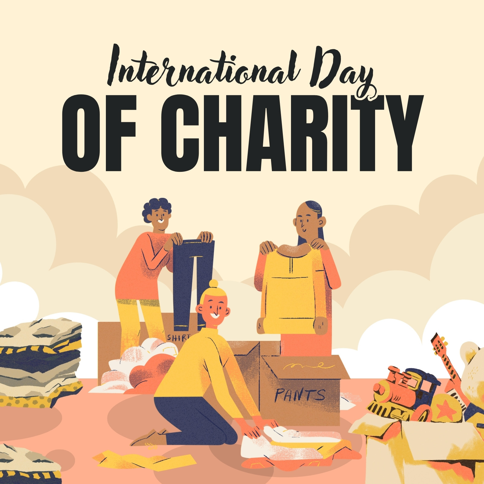 Orange Illustrative International Day of Charity Instagram Post