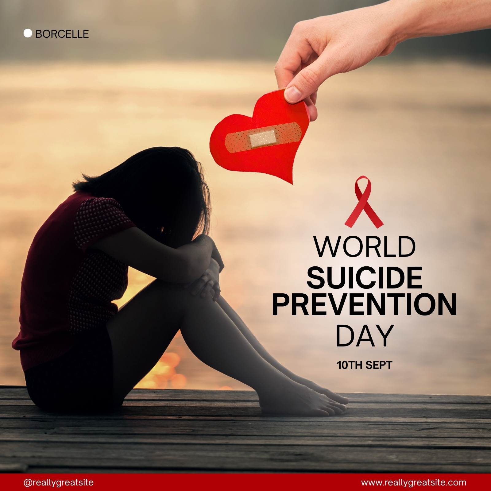 Brown and Red Simple World Suicide Prevention Day Instagram Post