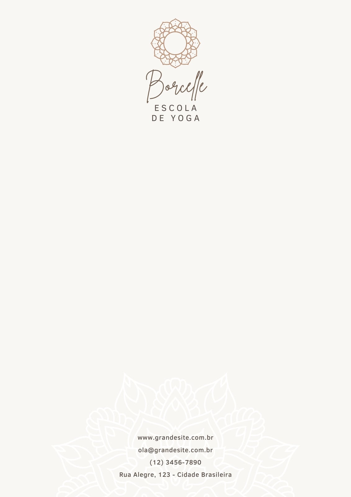 Escola Yoga Meditação Delicado Elegante Mandala Creme Claro Papel timbrado