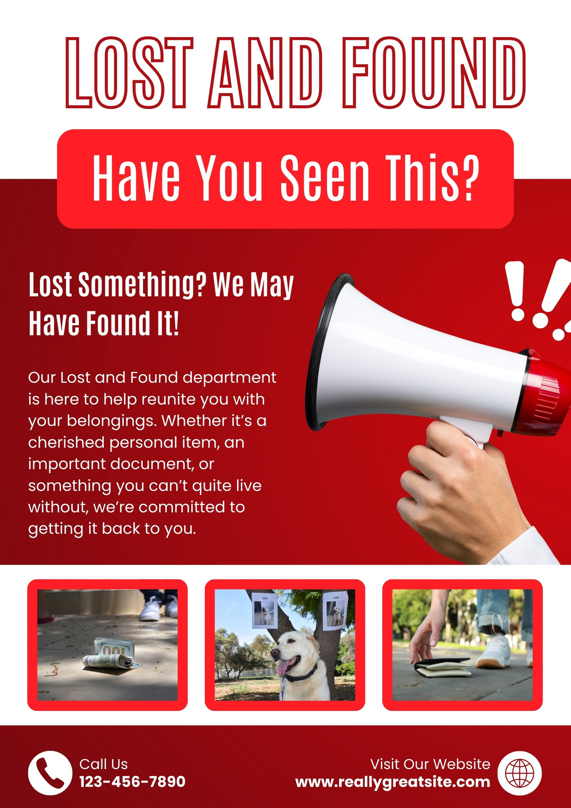 Red and White Modern Lost and Found Announcement Flyer