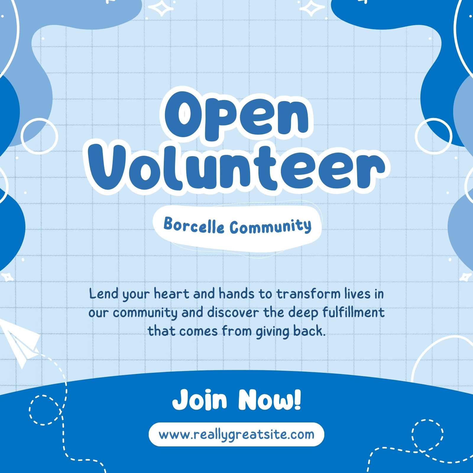 Blue Cute Abstract Open Volunteer Instagram Post