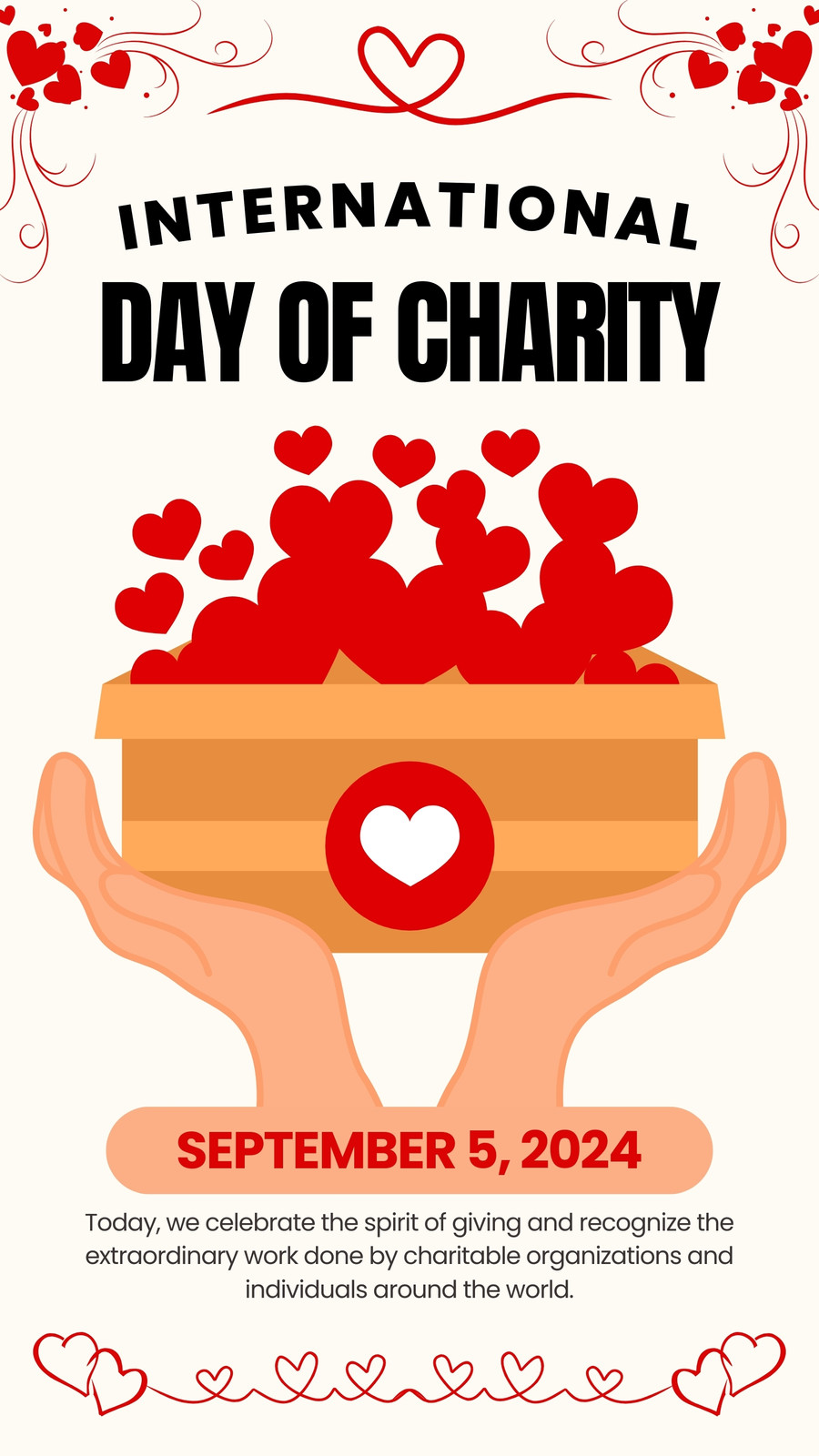 Red and Orange Playful Illustration International Day of Charity Instagram Story