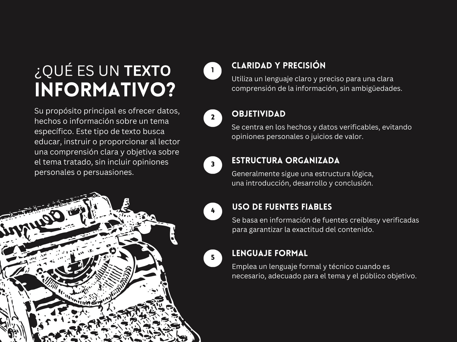 Gráfica de texto informativo ilustrativo blanco y negro