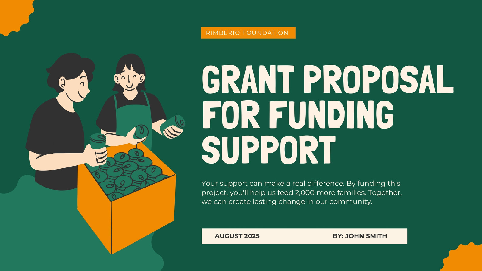 Green and Cream Illustrative Charity Fund Proposal Presentation