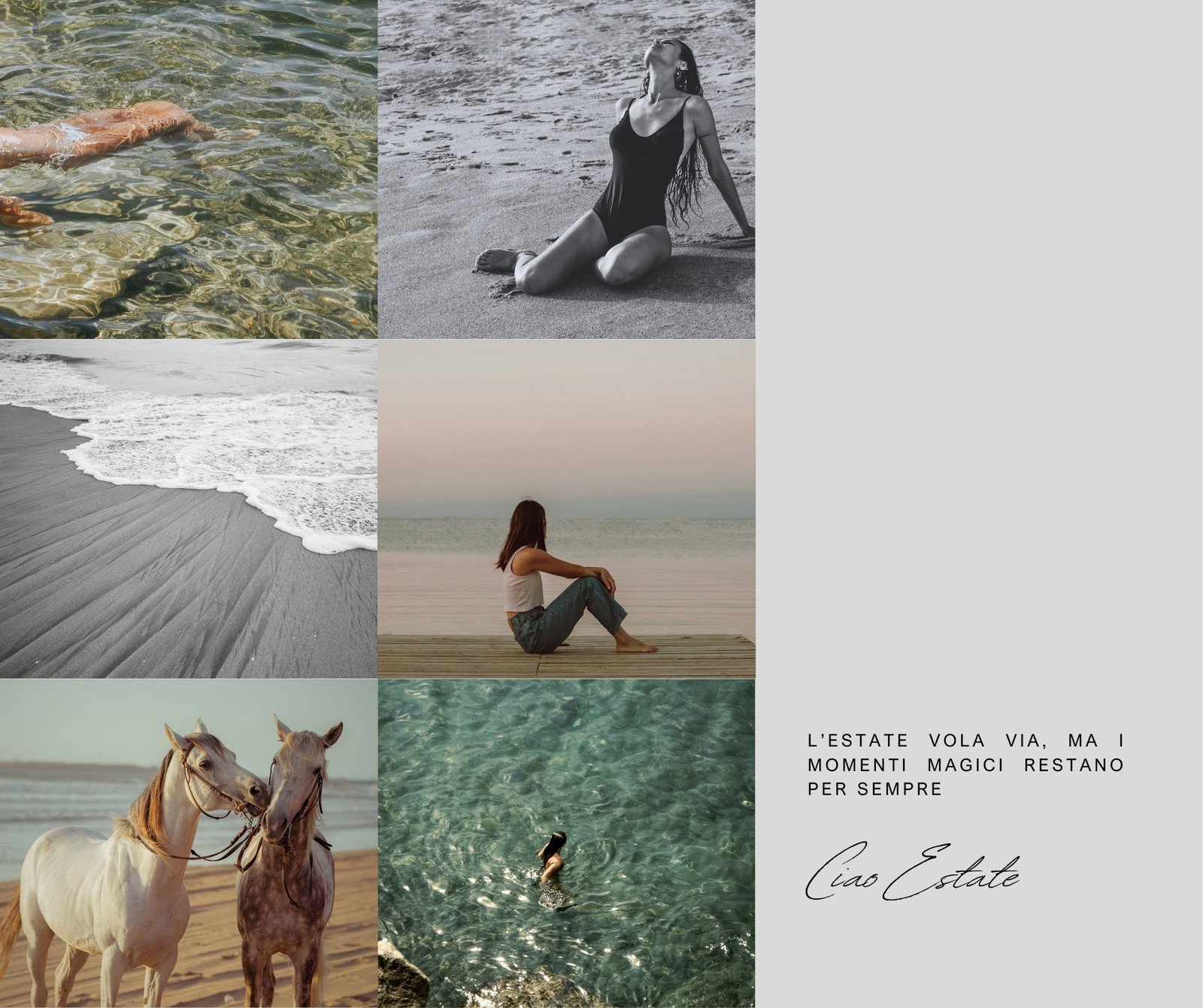 Grigio Chiaro Verde Turchese Fotografico  Geometrico Collage Estate Facebook Post