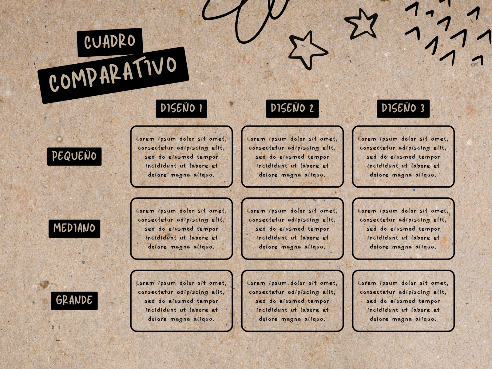 Cuadro Comparativo Scrapbook Negro Marrón