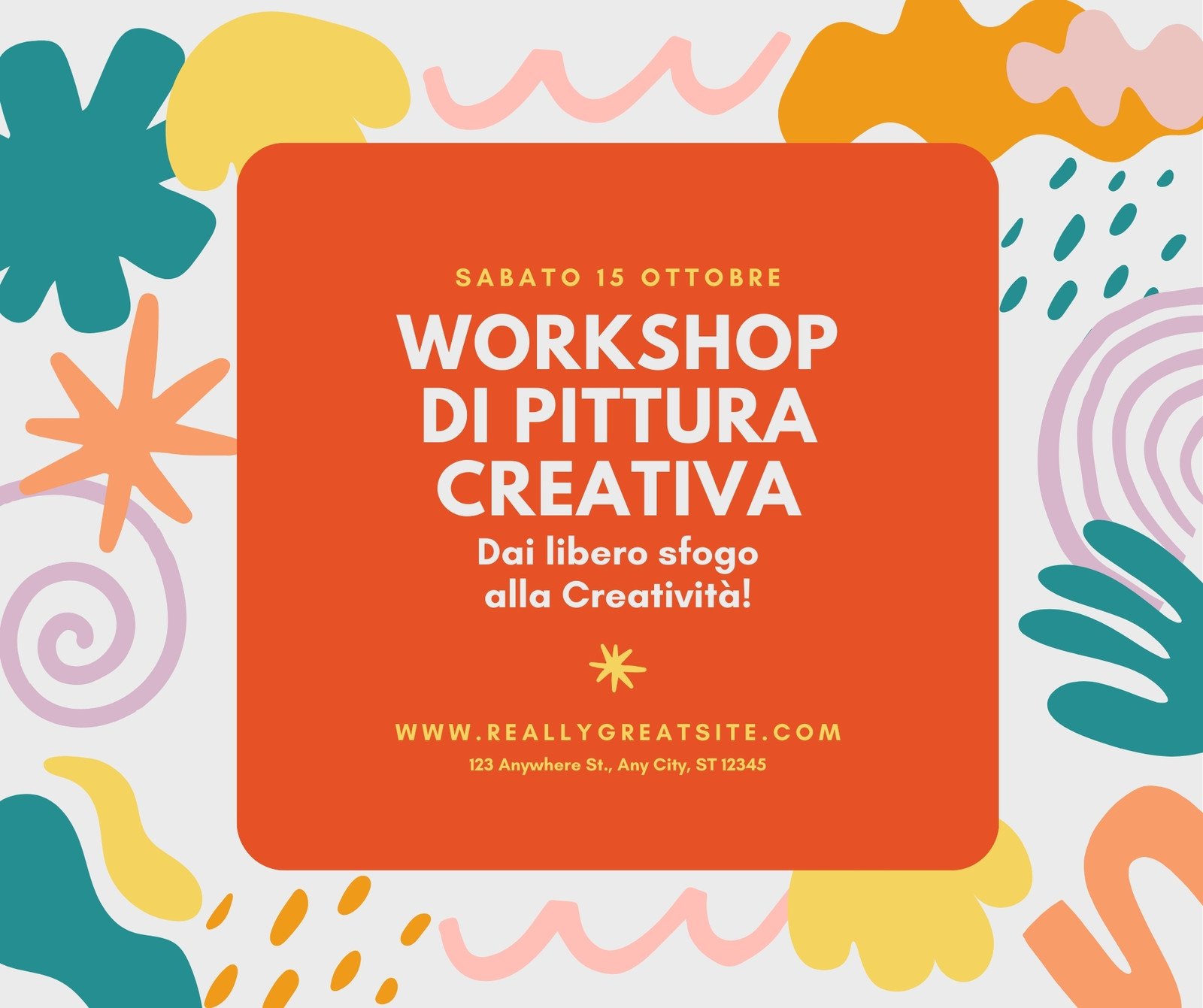 Rosso Multicolore Colori Vivaci Giovane Giocoso Creativo Colorato Workshop Pittura Facebook Post