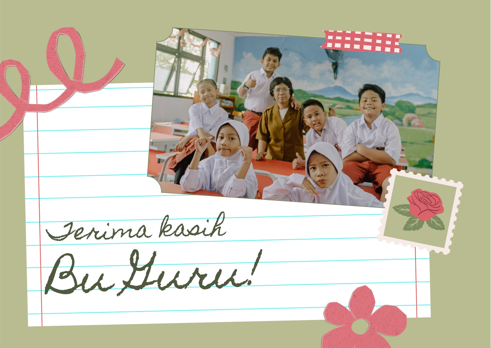 Kartu Ucapan Wisuda Kolase Hijau Muda Pink Kartu Ucapan Wisuda Kolase Hijau Muda Pink
