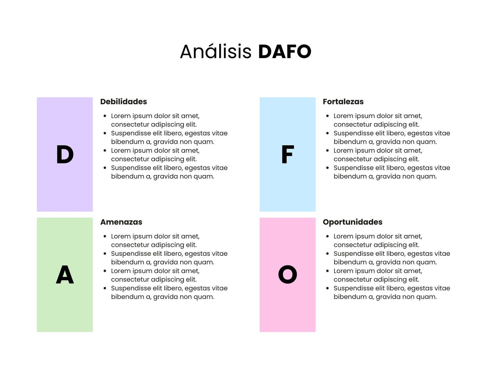 Gráfico Análisis DAFO Simple Multicolor pastel