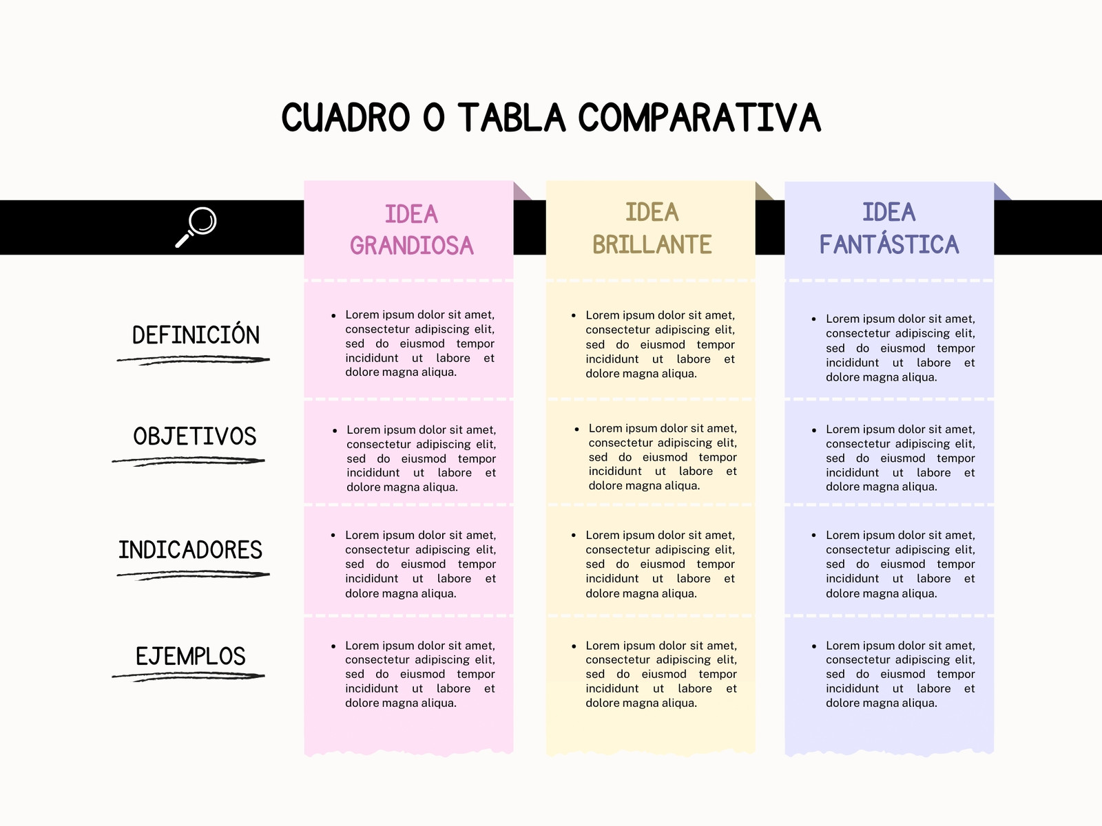 Grafica de cuadro o tabla comparativa moderno beige