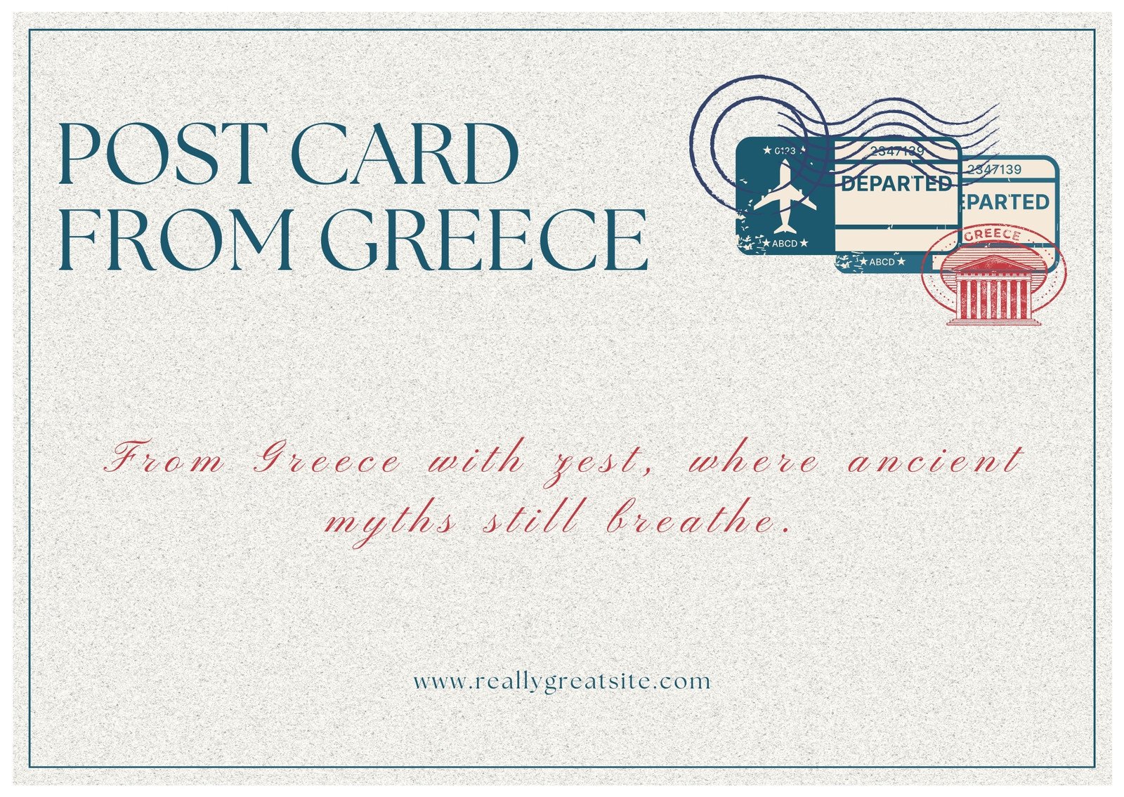 Blue  Aesthetic Greece Travel Postcard 
