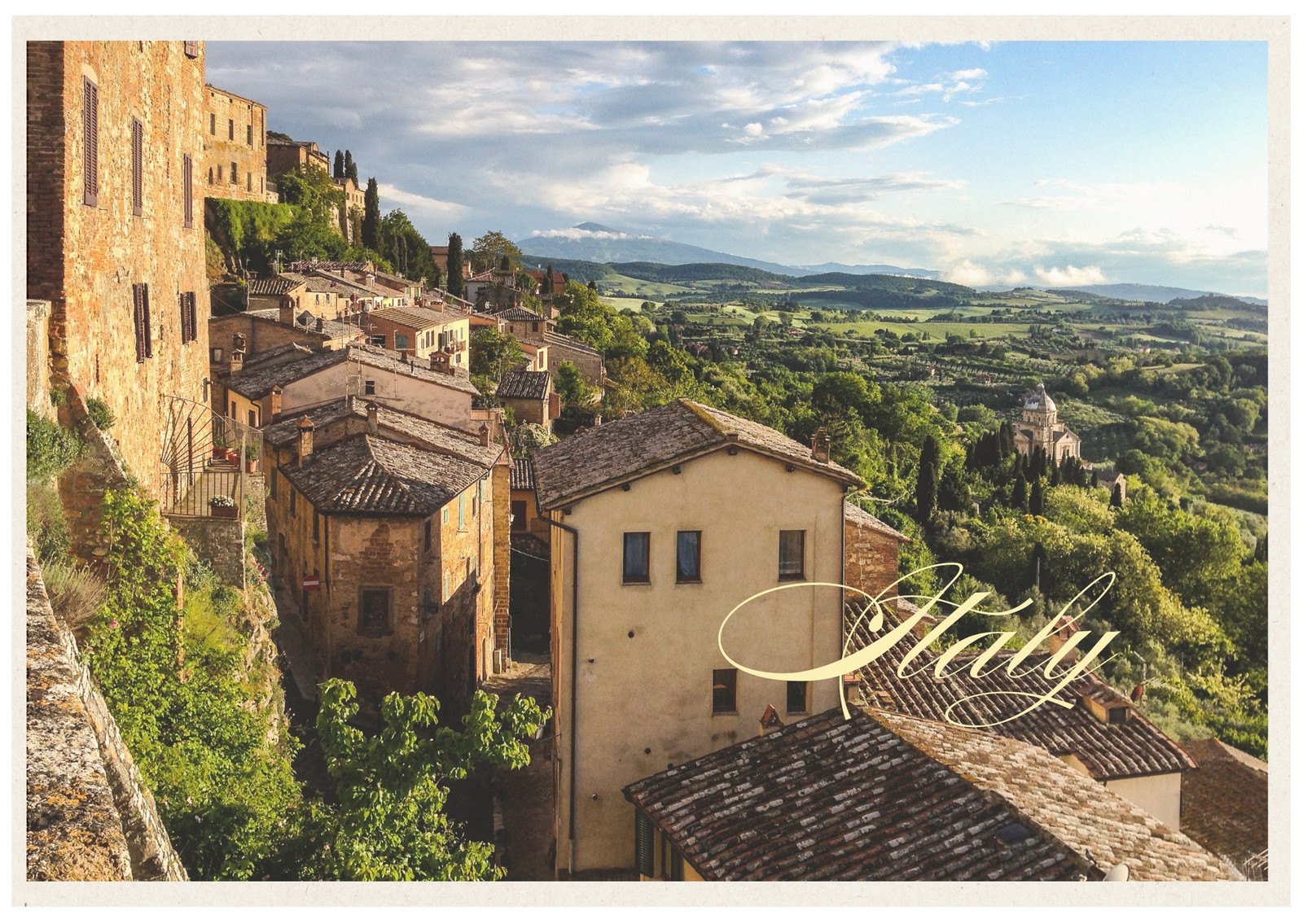 Gold  Aesthetic Italy Travel Postcard 