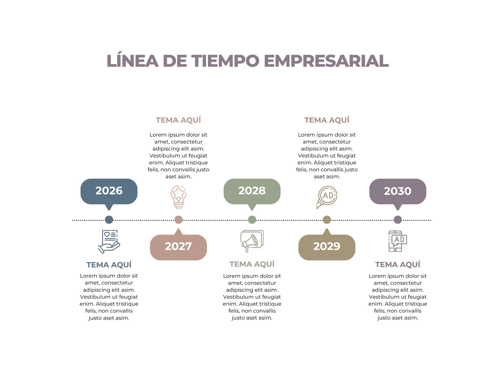 grafica linea de tiempo profesional blanco