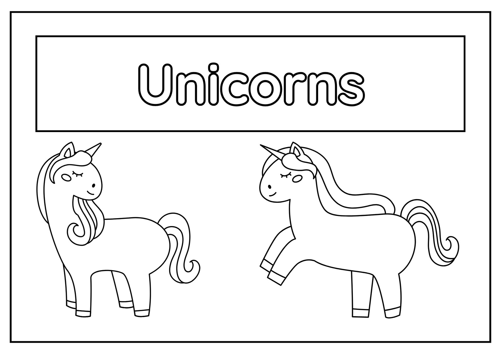 Unicorns Coloring Pages Grayscale Lined Illustrations