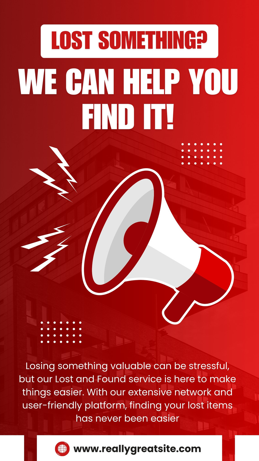Red and White Illustrative Lost and Found Announcement Instagram Story