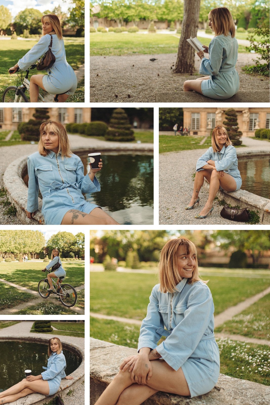 Collage de Fotos Mujer Moda Creativo Ordenado Verde y Azul