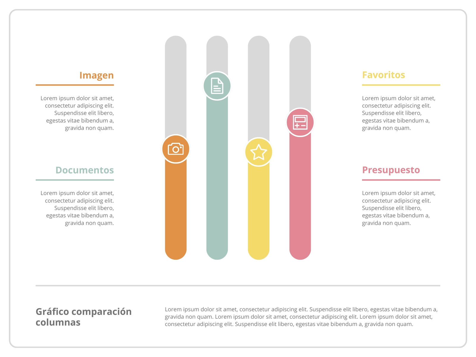 Gráfico Comparación columnas iconos Creativo Multicolor