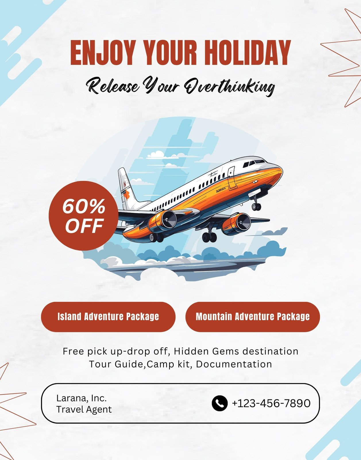 Blue and Red Illustrative Travel Agency Flyer