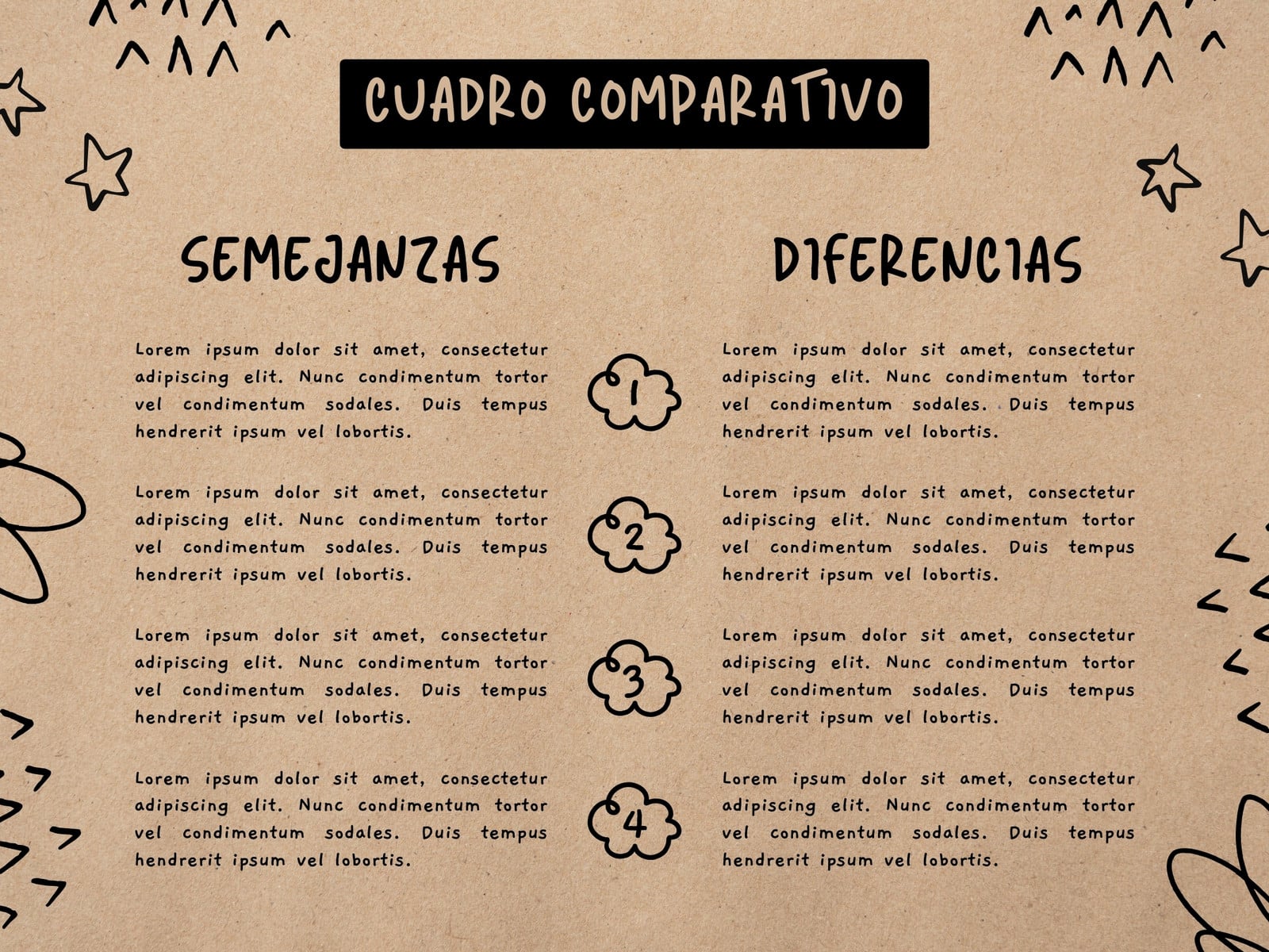 Cuadro Comparativo Papel Reciclado Negro Marrón