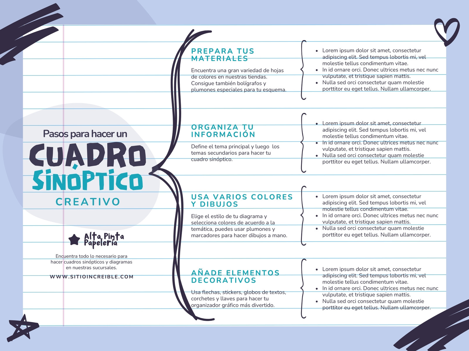 Grafica Cuadro Sinoptico Libreta A Mano Azul