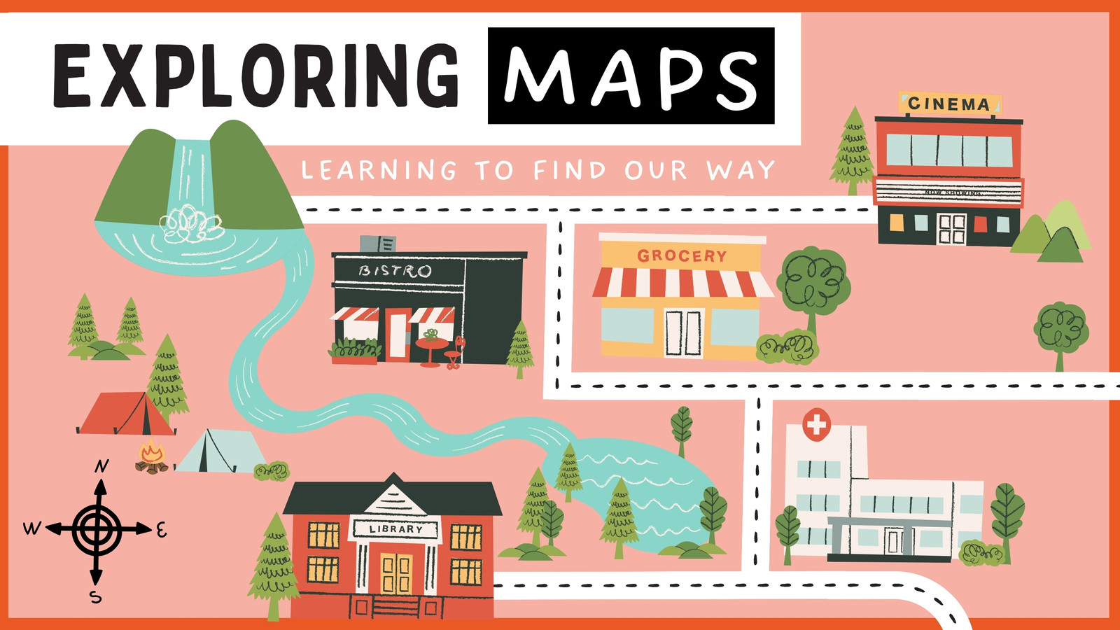 Exploring Maps Presentation in Red and Yellow Doodle Style Exploring Maps Presentation in Red and Yellow Doodle Style
