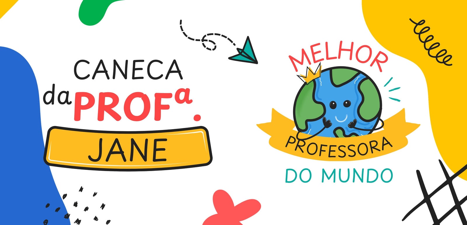Caneca panorâmica presente dia dos professores ilustrado colorido