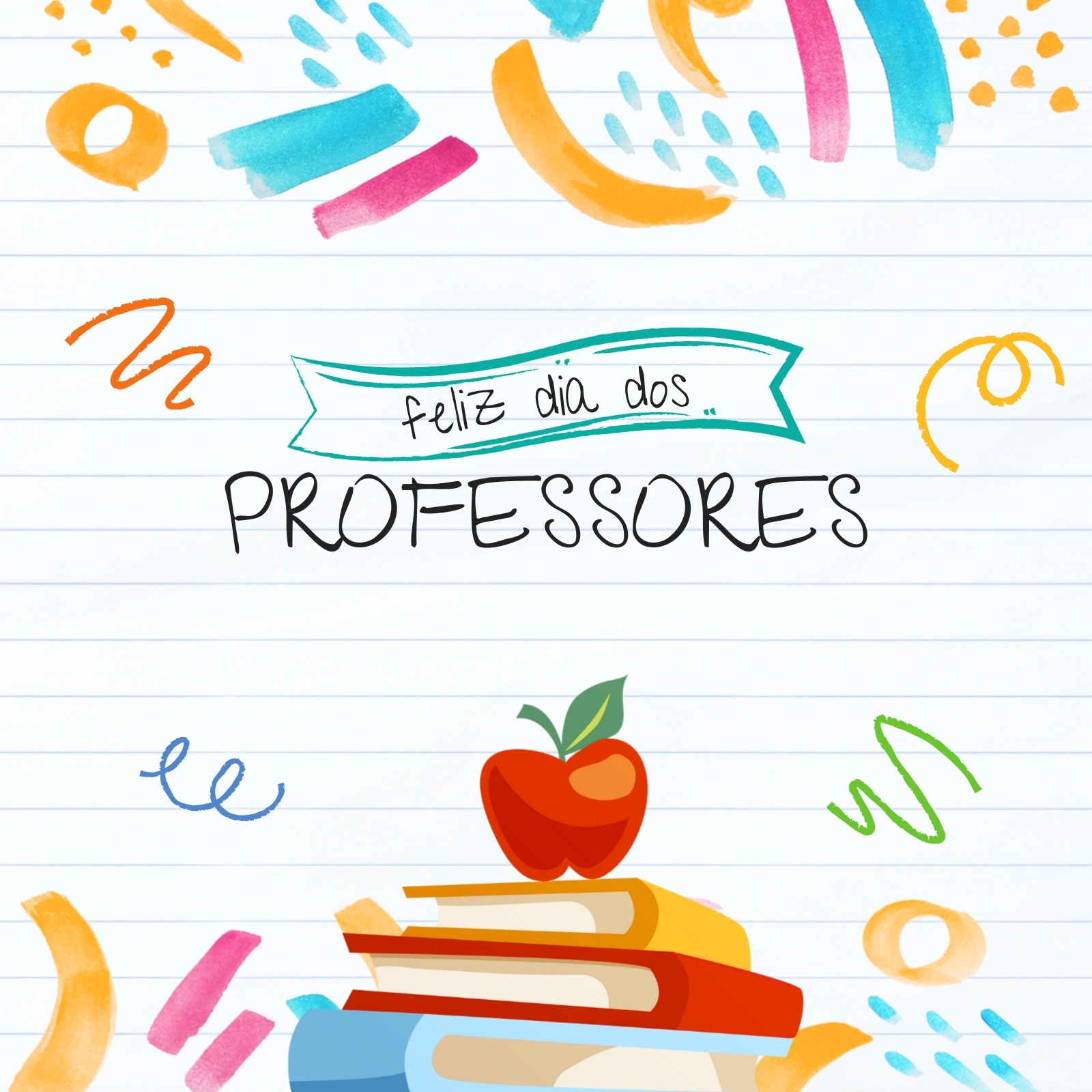 Instagram post comemorativo dia dos professores ilustrado colorido
