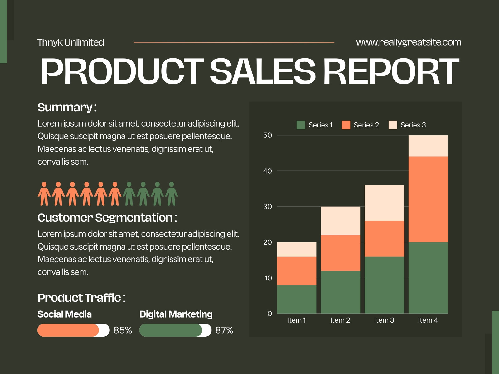 Orange Green Modern Minimalist Product Sales Report Graph