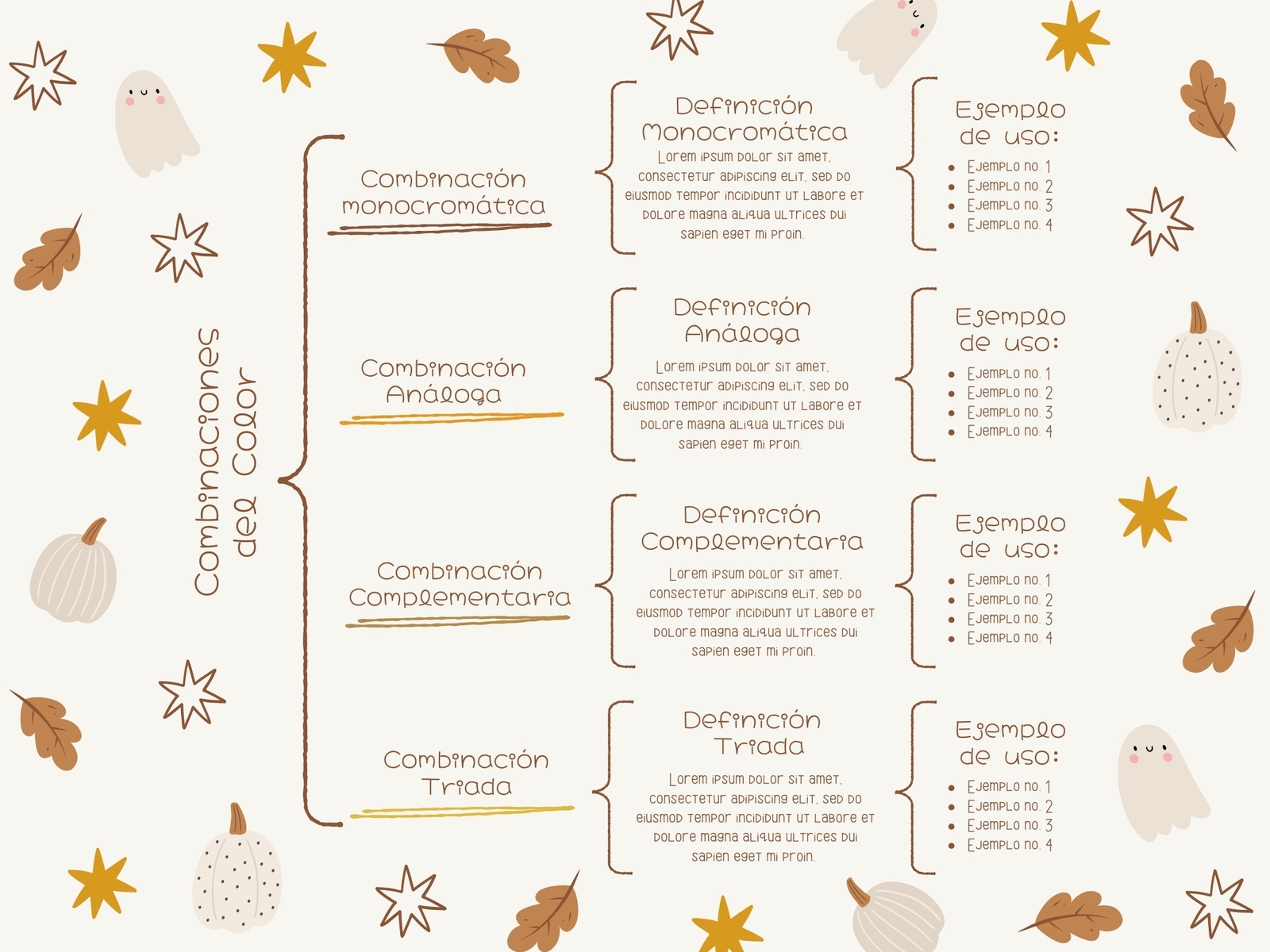 Gráfica Cuadro Sinóptico Combinaciones de Color Ilustrado Crema