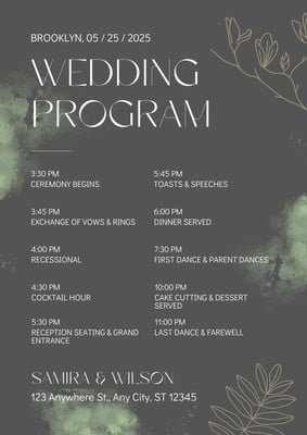 Customized Programme Template Page 6 - Free, custom printable wedding program templates | Canva