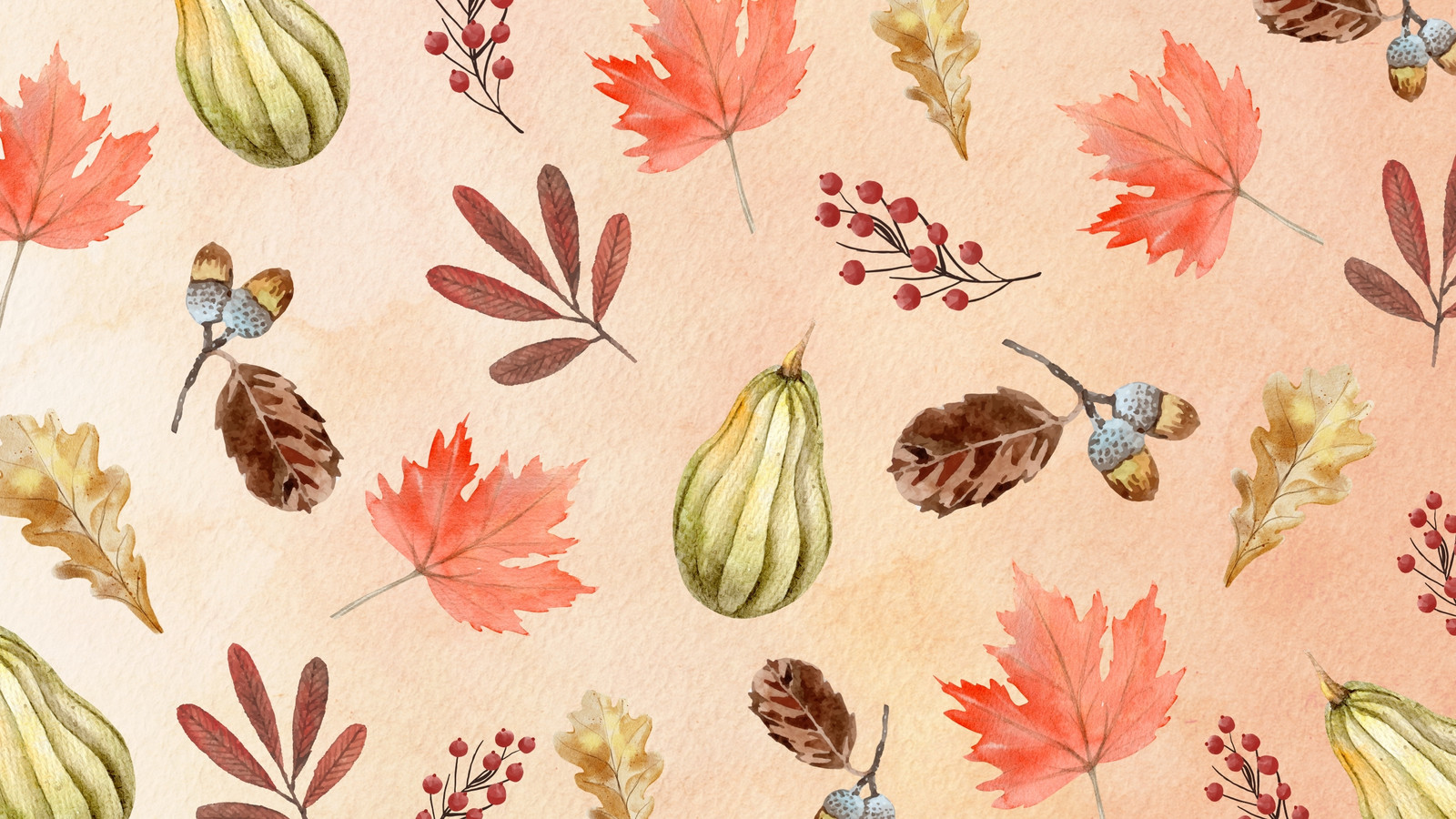 Fondo de Pantalla Ordenador Floral Otoño Ilustrado Sencillo Colores Pastel