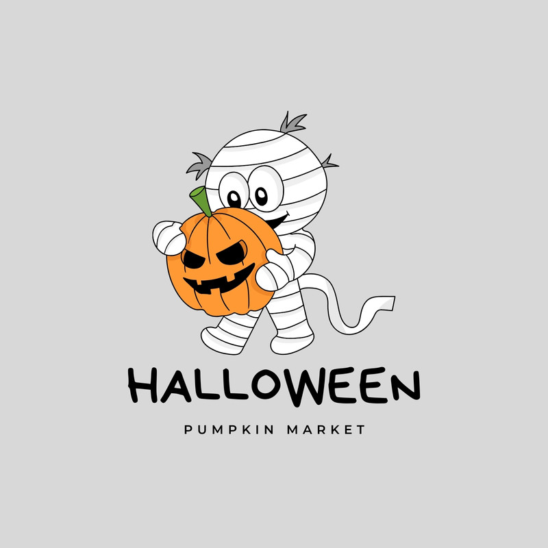 Cute Halloween Logo Cute Smiling Halloween Baby Pumpkin Cartoon Logo