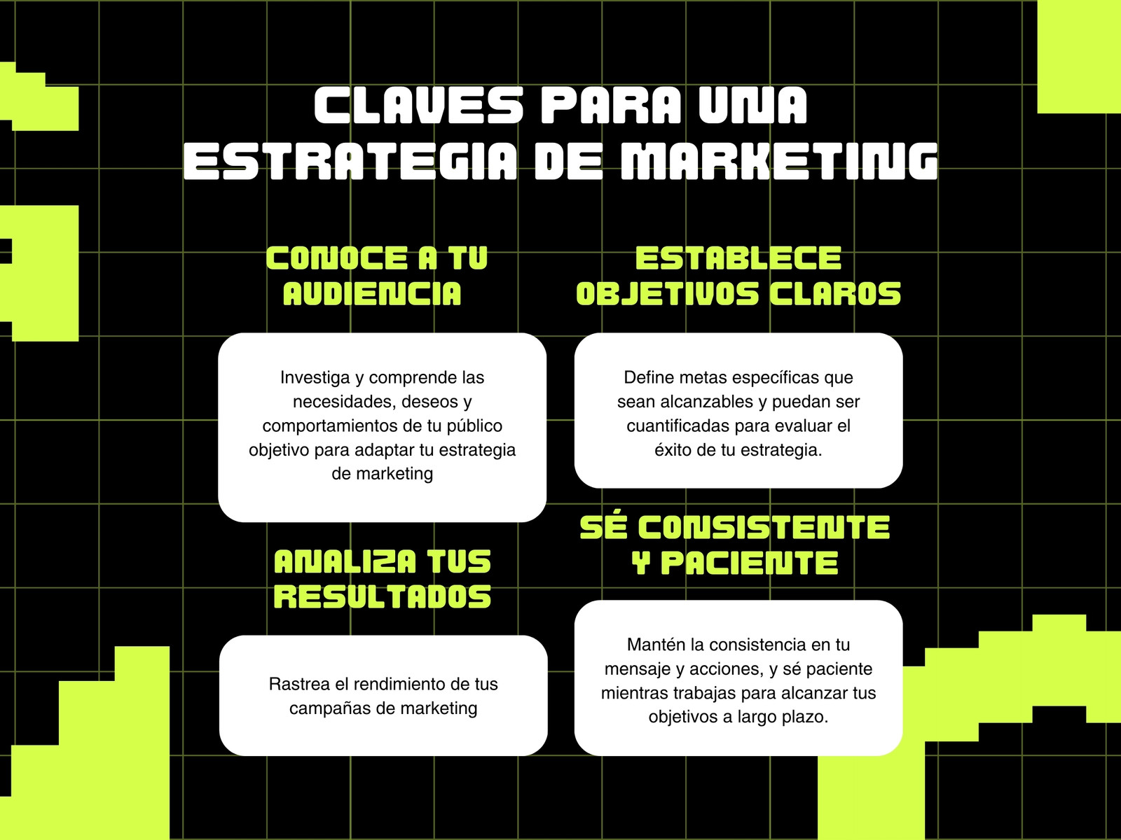 Mapa conceptual Estrategia Marketing moderno verde negro