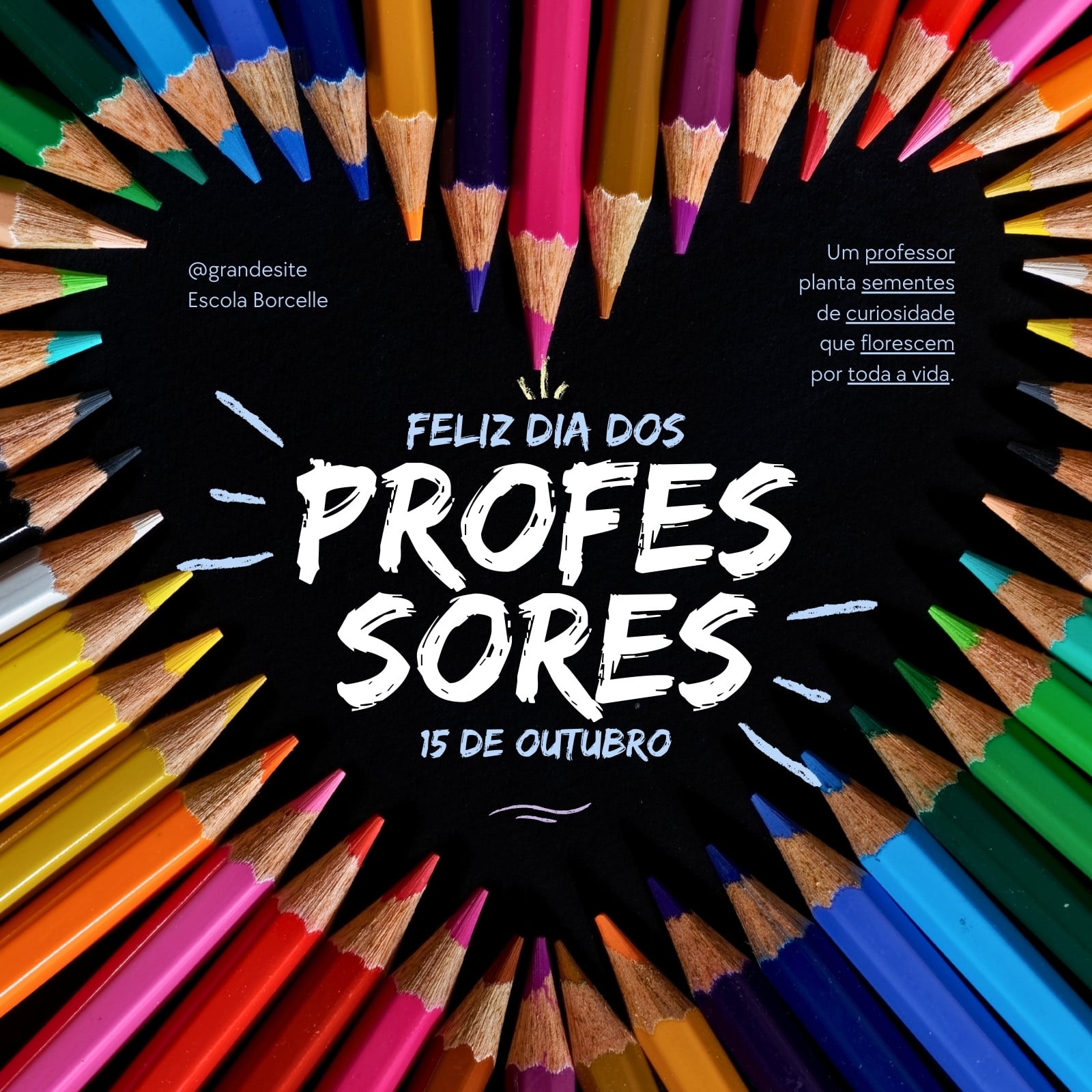 Dia dos professores colorido com mensagem chamativo Post do instagram