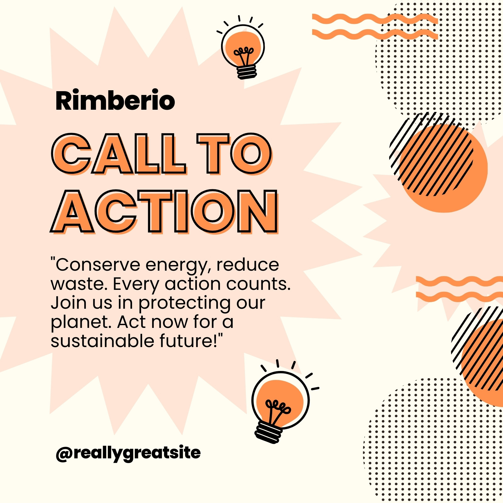 Orange and Beige Geometric Illustrative Call to Action Instagram Post