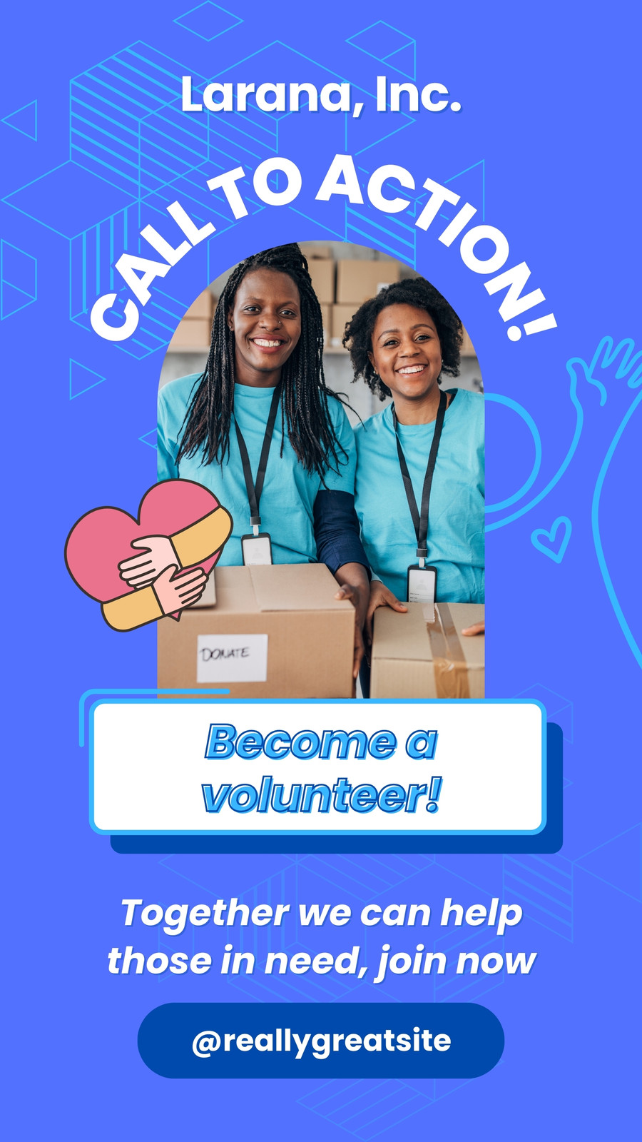 Blue Modern Illustrative Charity Call to Action Instagram Story