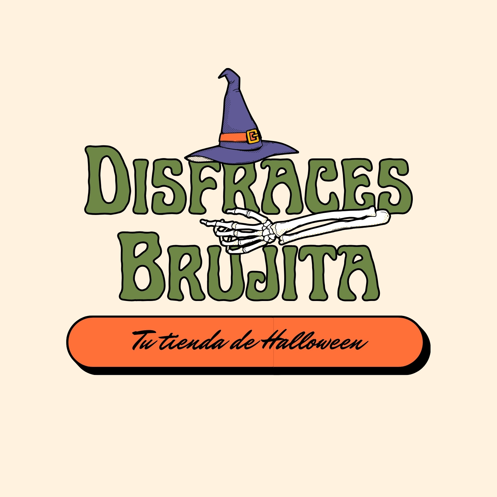 Logotipo de Halloween cómic vintage verde claro morado naranja