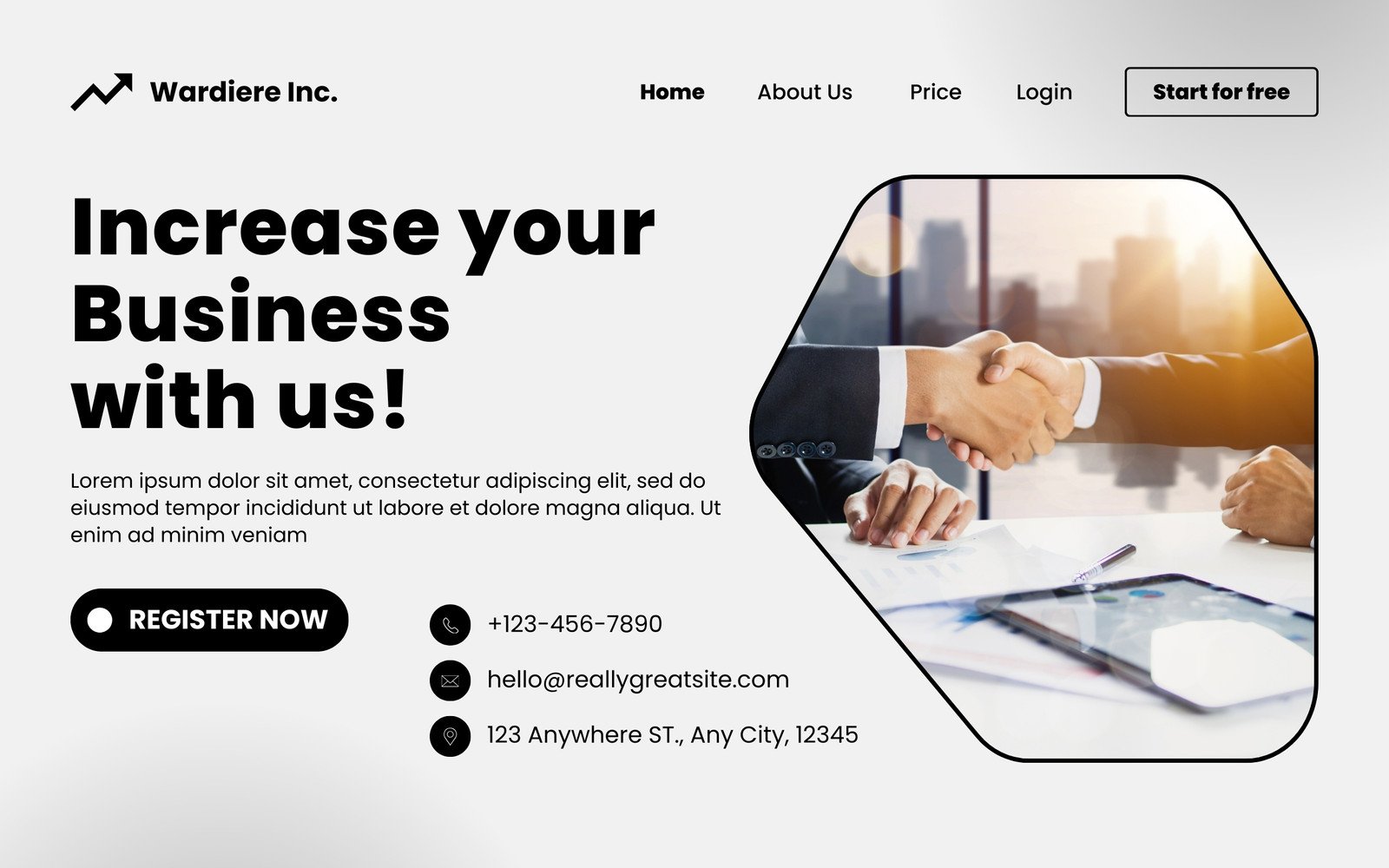 White Simple Geometric UI Landing Page Wireframe Website Flow Prototype