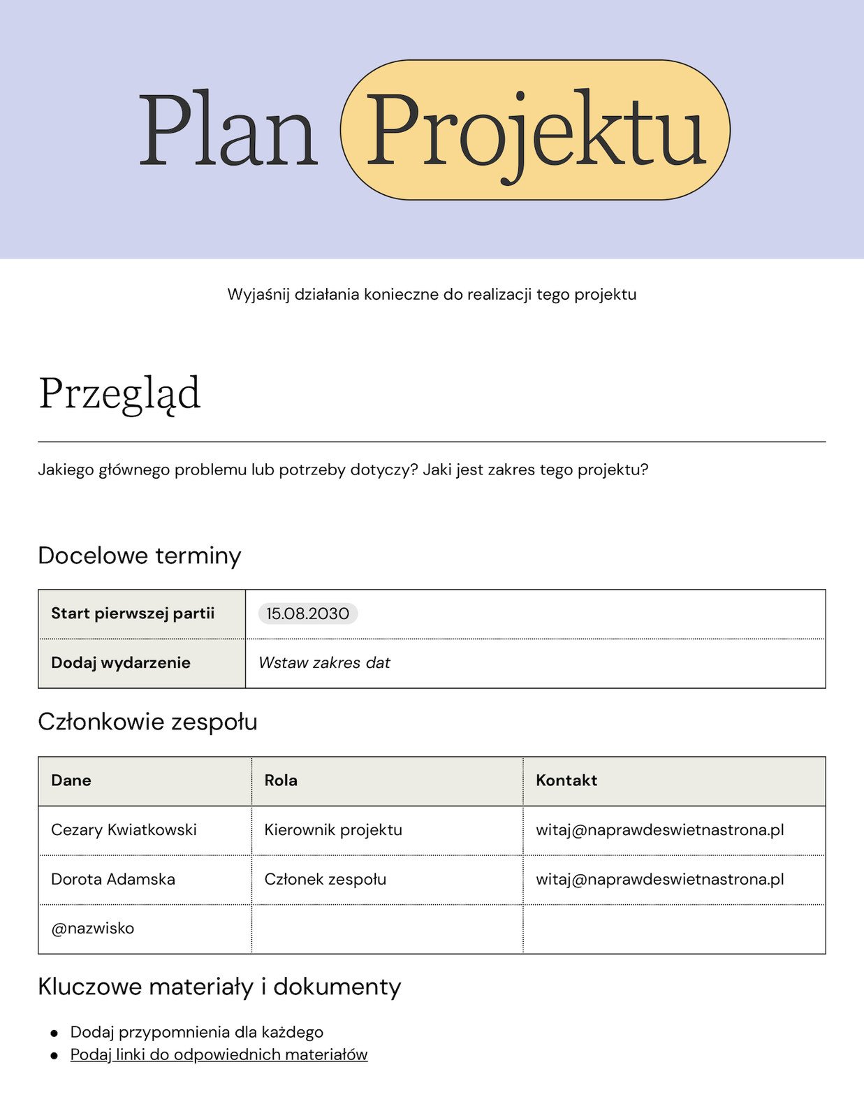 Doc – plan projektu