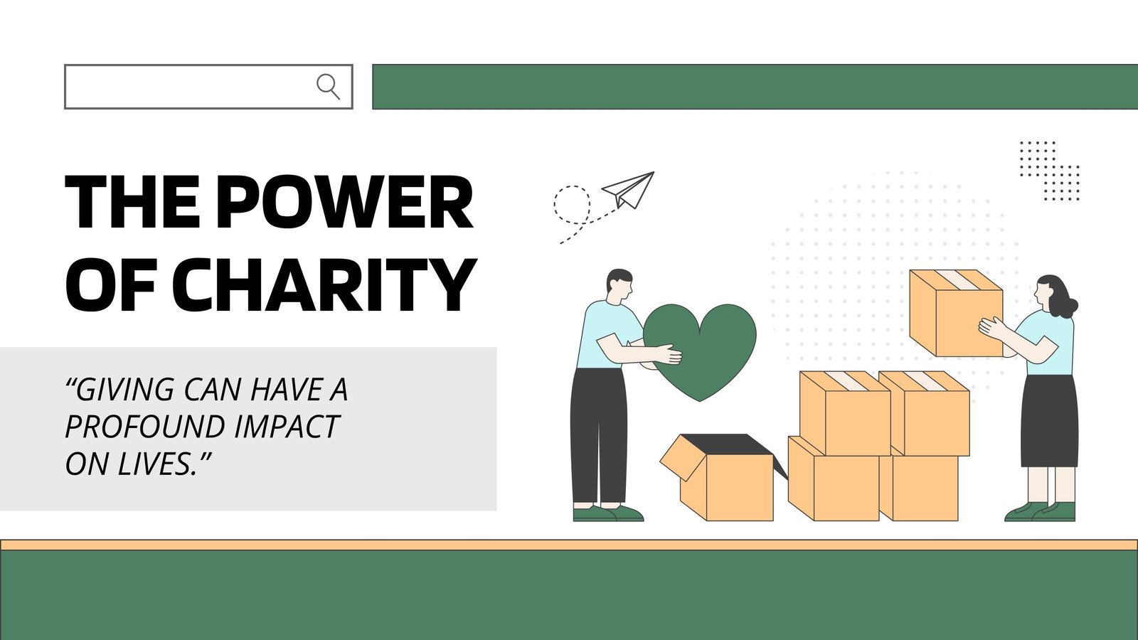 White Green And Yellow Illustrative The Power of Charity Presentation