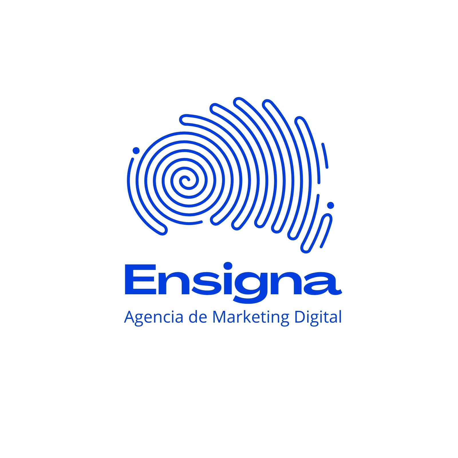 Logo Agencia de Marketing Digital Moderno Ilustrativo blanco con azul