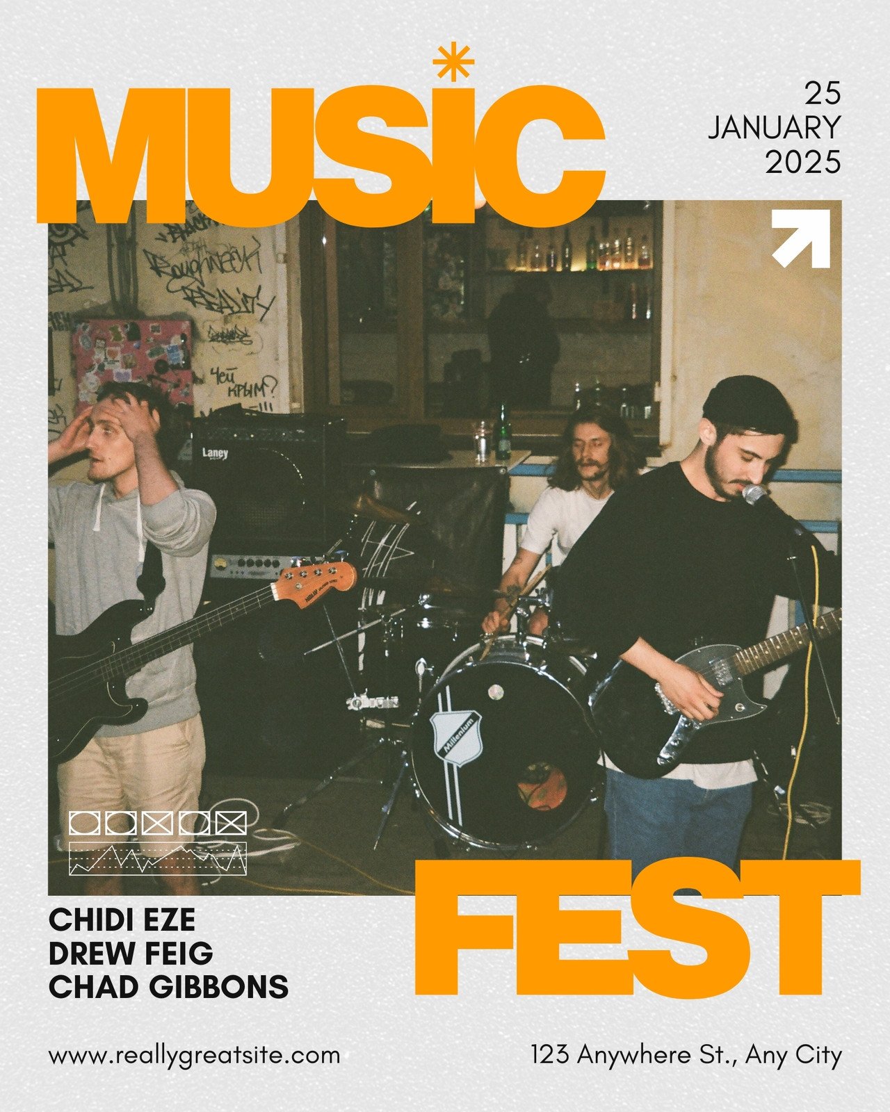 Orange and White Modern Minimalist Music Fest Instagram Post