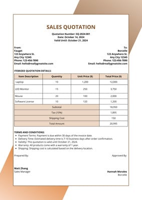 Quotation A4 Example Free and customizable business quotation templates