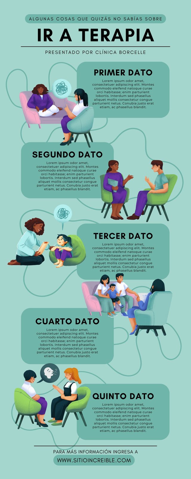 Infografía datos sobre ir a terapia psicología ilustrado azul