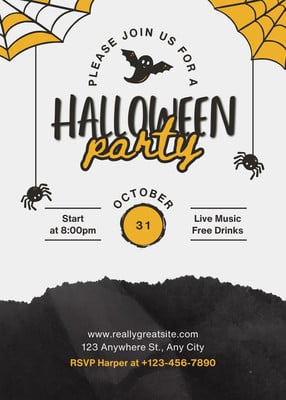 Playful Halloween Party Invitation Canva template, black and yellow