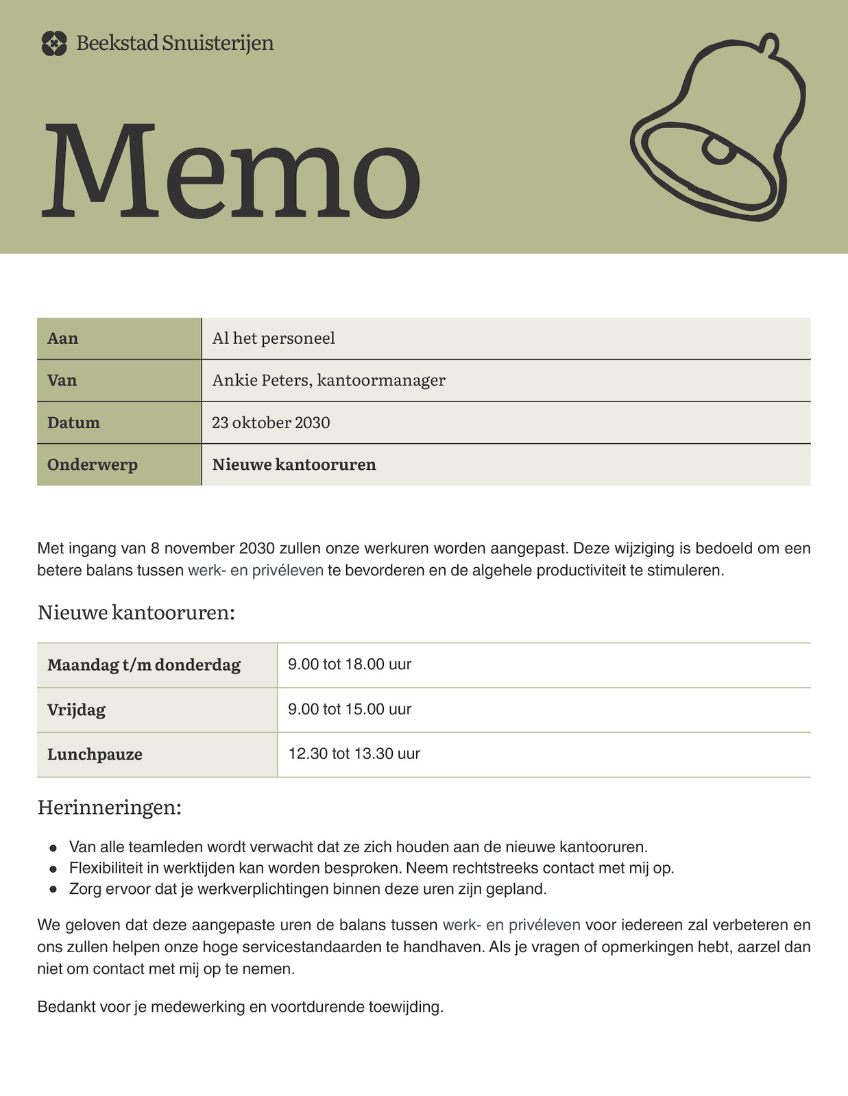 Interne Aankondiging Doc